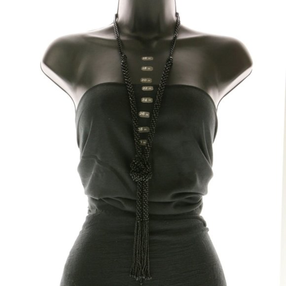 Catherines long black knotted tassel necklace - Picture 2 of 4